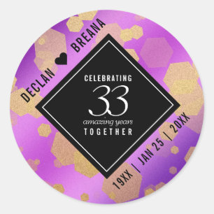 Elegant 33rd Amethyst Wedding Anniversary Classic Round Sticker