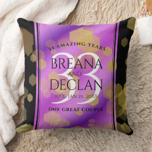 Elegant 33rd Amethyst Wedding Anniversary Cushion