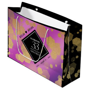 Elegant 33rd Amethyst Wedding Anniversary Large Gift Bag