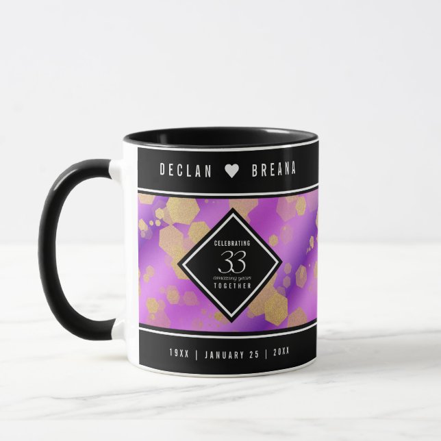 Elegant 33rd Amethyst Wedding Anniversary Mug (Left)