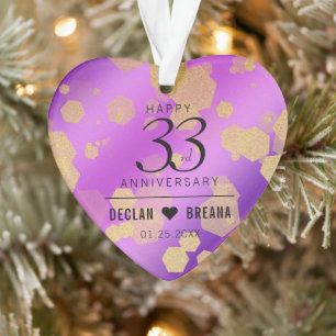 Elegant 33rd Amethyst Wedding Anniversary Ornament