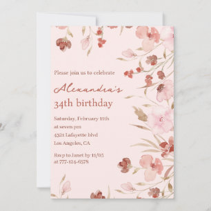 Elegant 34th birthday invitations Floral Chic