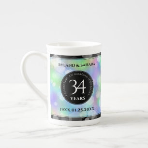 Elegant 34th Opal Wedding Anniversary Celebration Bone China Mug