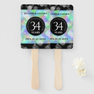 Elegant 34th Opal Wedding Anniversary Celebration Hand Fan