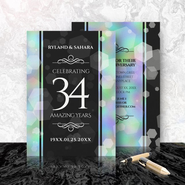 Elegant 34th Opal Wedding Anniversary Celebration Invitation (Creator Uploaded)