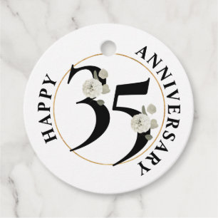 Elegant 35th Anniversary Floral Favour Tags