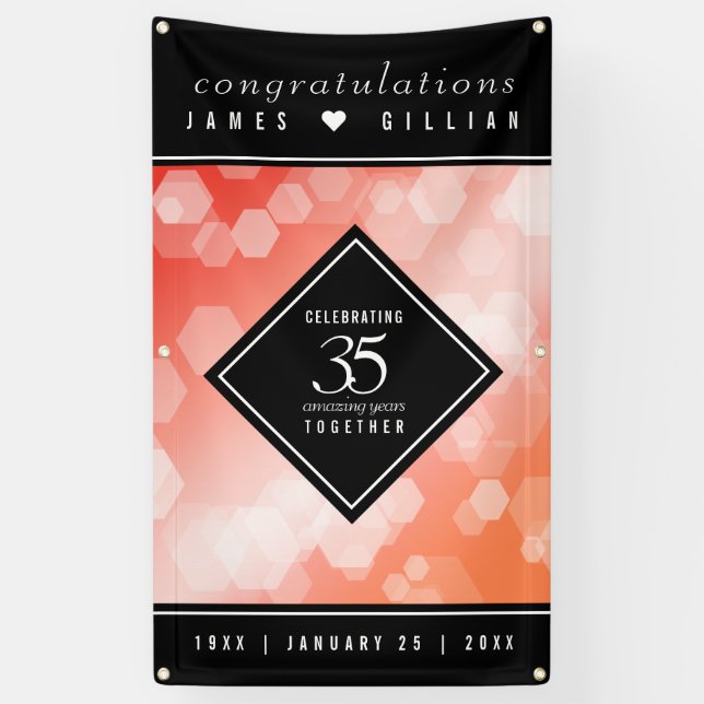 Elegant 35th Coral Wedding Anniversary Celebration Banner (Vertical)