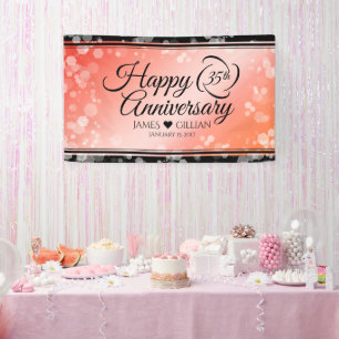 Elegant 35th Coral Wedding Anniversary Celebration Banner