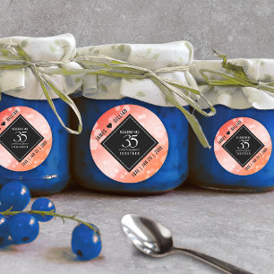 Elegant 35th Coral Wedding Anniversary Celebration Classic Round Sticker