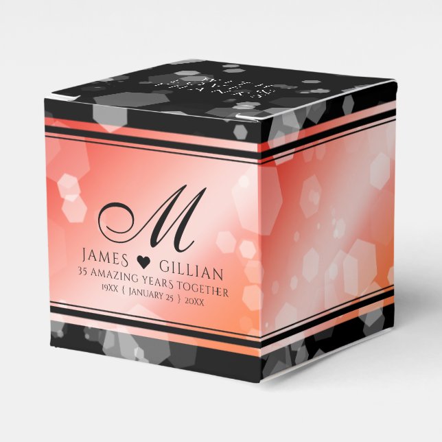 Elegant 35th Coral Wedding Anniversary Celebration Favour Box (Front Side)