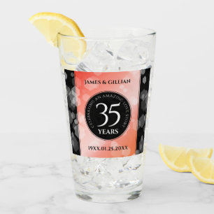 Elegant 35th Coral Wedding Anniversary Celebration Glass