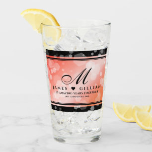 Elegant 35th Coral Wedding Anniversary Celebration Glass
