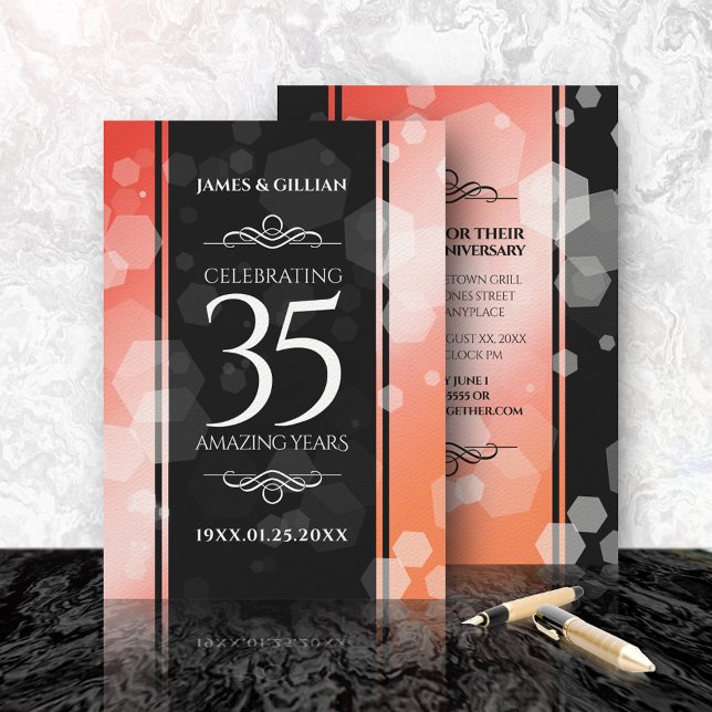 Elegant 35th Coral Wedding Anniversary Celebration Invitation (Creator Uploaded)