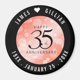 Elegant 35th Coral Wedding Anniversary Celebration Magnet
