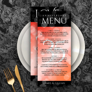 Elegant 35th Coral Wedding Anniversary Celebration Menu