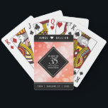 Elegant 35th Coral Wedding Anniversary Celebration Playing Cards<br><div class="desc">Celebrate the 35th coral wedding anniversary with these stylish playing cards! Elegant white lettering with hexagonal confetti on a coral pink background add a memorable touch for this special occasion and extraordinary milestone. Personalise with the couple's names and years of marriage.

Design © W.H. Sim. See more at zazzle.com/expressionsoccasions</div>