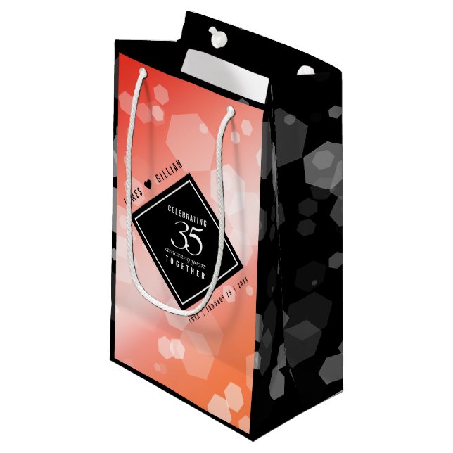 Elegant 35th Coral Wedding Anniversary Celebration Small Gift Bag (Front Angled)