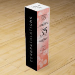 Elegant 35th Coral Wedding Anniversary Celebration Wine Box<br><div class="desc">Add an extra special touch to 35th wedding anniversary celebrations with this commemorative wine gift box! Elegant black serif and sans serif lettering with hexagonal confetti on a coral background add a memorable touch for this special occasion and extraordinary milestone. Customise with the happy couple's names and the years of...</div>