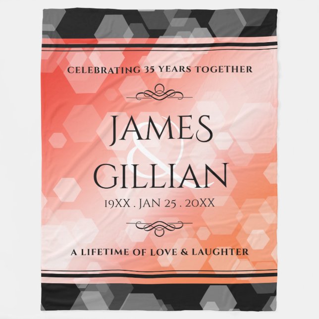 Elegant 35th Coral Wedding Anniversary Fleece Blan Blanket (Front)