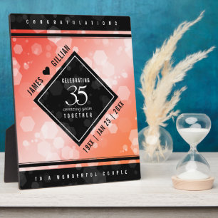 Elegant 35th Coral Wedding Anniversary Plaque