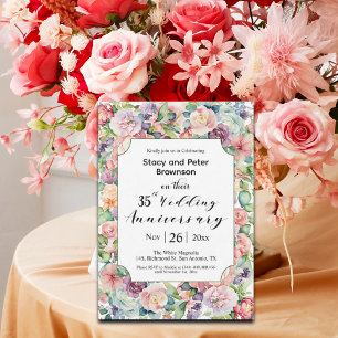 Elegant 35th Wedding Anniversary Colourful Floral Invitation
