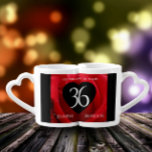 Elegant 36th Rose Wedding Anniversary Celebration Coffee Mug Set<br><div class="desc">Nothing says "you complete me" or "your better/other half" than these 36th rose wedding anniversary lovers' mugs. Elegant lettering on a red romantic rose background add a memorable touch for this special occasion and extraordinary milestone. Customise with couple's names, and years of marriage or a congratulatory message. Reverse shows identical...</div>