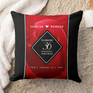 Elegant 36th Rose Wedding Anniversary Celebration Cushion