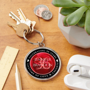 Elegant 36th Rose Wedding Anniversary Celebration Key Ring