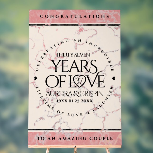 Elegant 37th Alabaster Wedding Anniversary Acrylic Sign (Neutral)