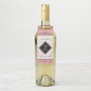 Elegant 37th Alabaster Wedding Anniversary Bottle Tag