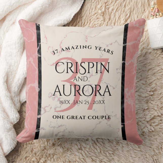 Elegant 37th Alabaster Wedding Anniversary Cushion (Blanket)