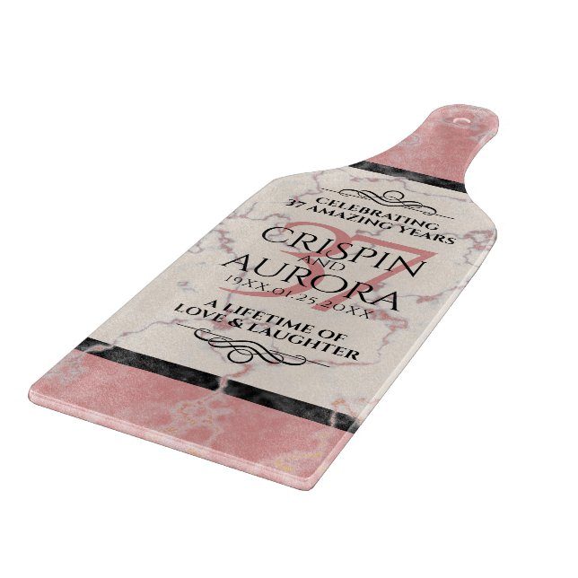 Elegant 37th Alabaster Wedding Anniversary Cutting Board (Corner)