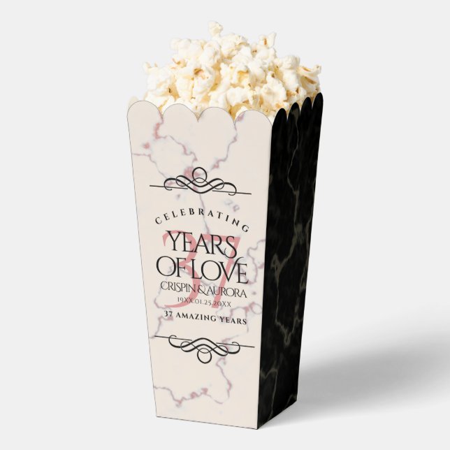 Elegant 37th Alabaster Wedding Anniversary Favour Box (Popped)