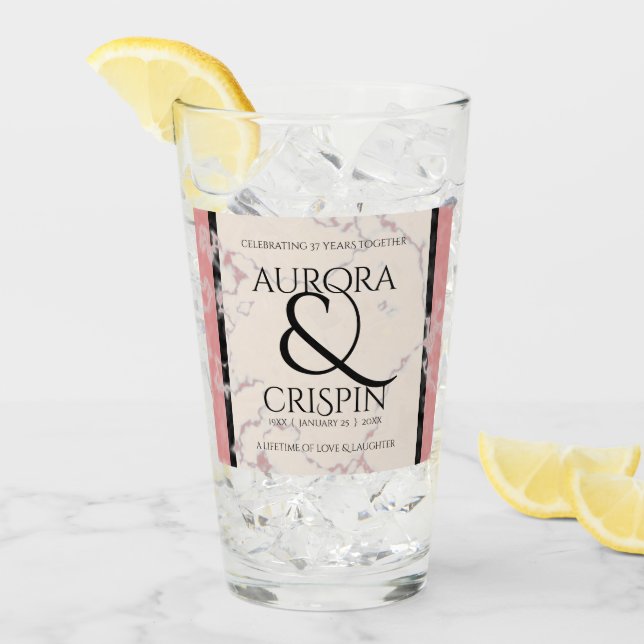 Elegant 37th Alabaster Wedding Anniversary Glass (Front Ice)