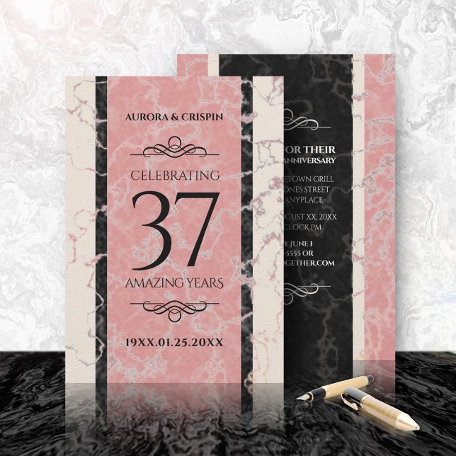 Elegant 37th Alabaster Wedding Anniversary Invitation (Creator Uploaded)
