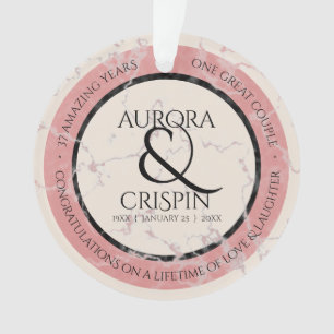 Elegant 37th Alabaster Wedding Anniversary Ornament