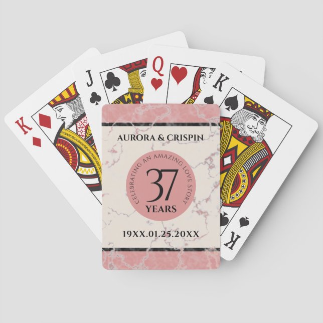 Elegant 37th Alabaster Wedding Anniversary Playing Cards (Back)