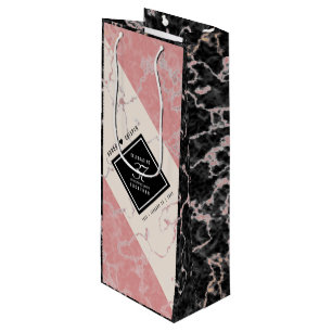 Elegant 37th Alabaster Wedding Anniversary Wine Gift Bag