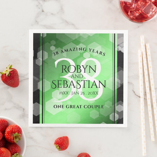 Elegant 38th Emerald Wedding Anniversary Napkin (Insitu)