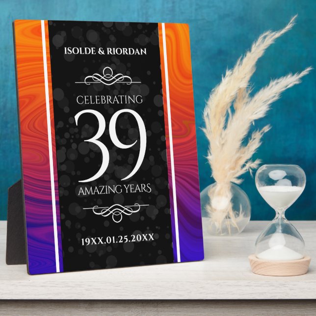Elegant 39th Agate Wedding Anniversary Celebration Plaque (Side)