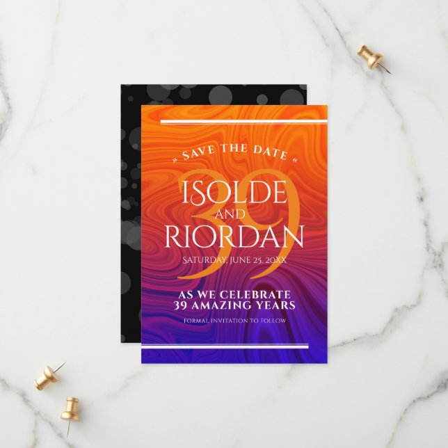 Elegant 39th Agate Wedding Anniversary Celebration Save The Date (Front/Back In Situ)