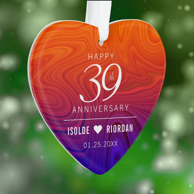Elegant 39th Agate Wedding Anniversary Ornament (Elegant 39th Agate Wedding Anniversary Acrylic Ornament Cover Photo.)