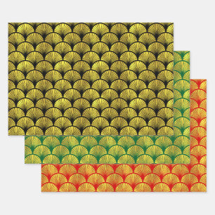 Elegant 3 Colours Gold Art Deco Arches #1 DIY BG Wrapping Paper Sheet
