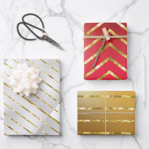 Elegant 3 Colours Gold Merry Christmas Wrapping Pa Paper Sheet