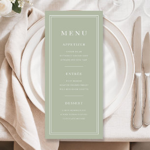 Elegant 3 Course Sage Green Menu
