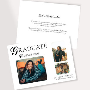 Elegant 3 Photo Graduation  Invitation