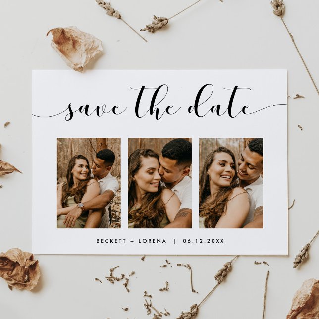 Elegant 3 Photo Save the Date Announcement (Creator Uploaded)