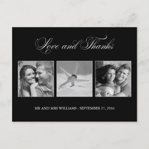 Elegant 3-Picture Template Wedding Thank You Postcard