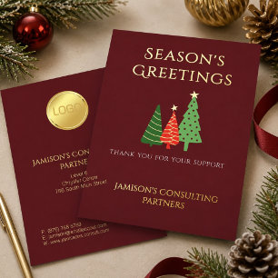 Elegant 3 Tree Business Christmas Burgundy Gold