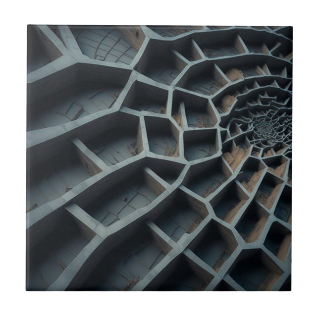 Elegant 3D Design - Modern Art Spiral Labyrinth Ceramic Tile (Front)